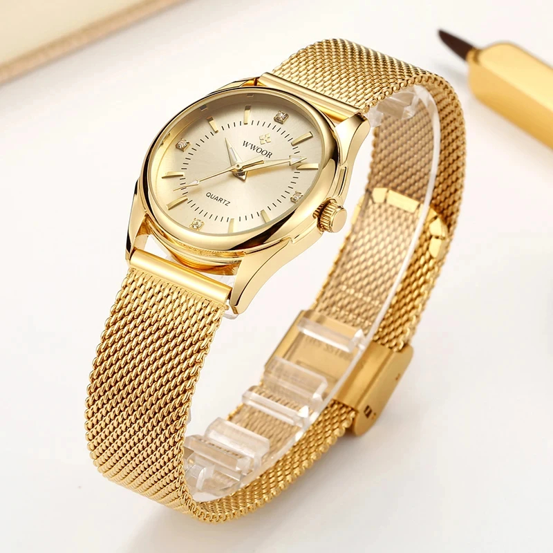 Stainless Mesh Band - WWOOR Luxury Brand Dress Orologio in